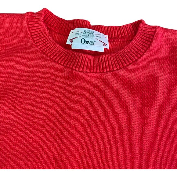 VINTAGE Orvis Short Sleeve Sweater Women's Large Red Cotton USA - Picture 2 of 5